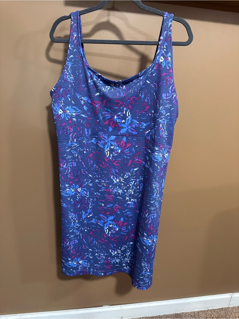 Columbia Purple Floral Mini Dress with Blue and Pink Accents